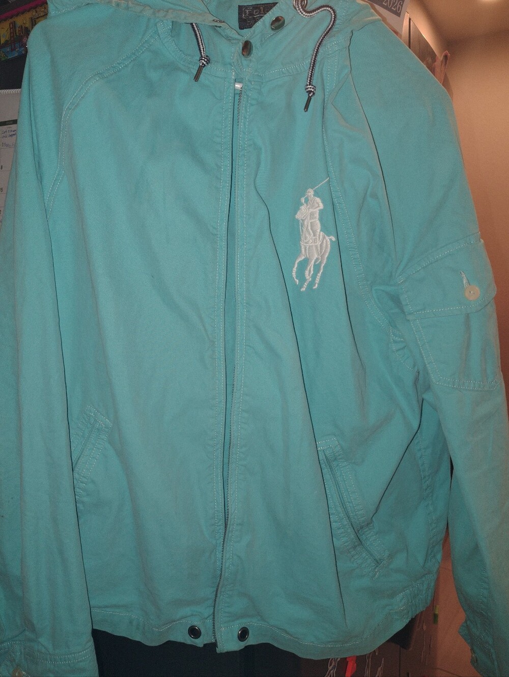 Ralph Lauren Light Teal Hooded Windbreaker Jacket